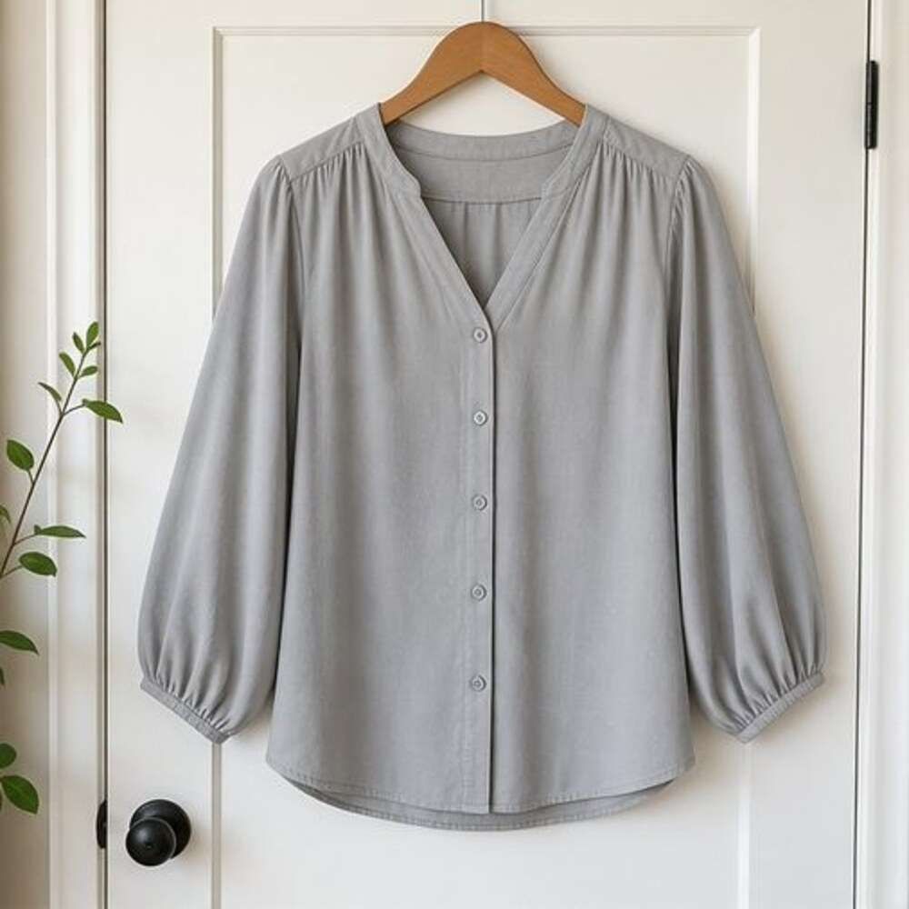 Gray Button Blouse